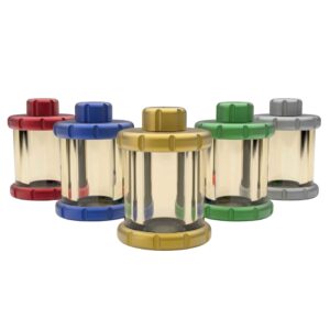 Fläschchenschutz VSLG – Bleiglas-Vialabschirmung in fünf Farben für radioaktive Fläschchen | MNT Kwint Int