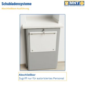 Abschließbare Schublade von MNT Kwint Int: Schlüsselschloss für kontrollierten Zugriff auf radioaktive Materialien im Heißlabor – Zugangskontrolle für autorisiertes Personal.