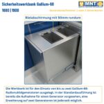 Ausziehbare Generatoraufnahme der Ga-68-Sicherheitswerkbank UTF 1600/1900 mit 50 mm Bleiabschirmung. Standardmäßig für einen Generator ausgelegt, erweiterbar auf zwei Ga-68-Radionuklidgeneratoren.